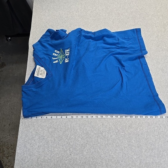 Aeropostale Men's XXL Blue Graphic T-Shirt V-Neck AERO NY-ATH‎ EST. 1987 Tee - Picture 6 of 7